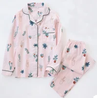 

Print Sleepwear Long Sleeve Nightwear Cotton Women Pajamas