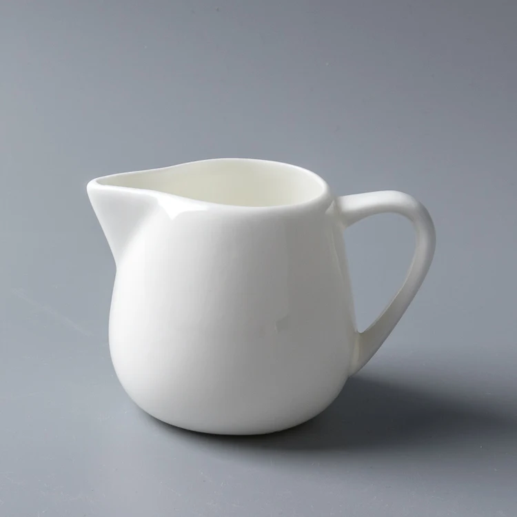 

50-130ml Restaurant Used Small Size Customized Novelty porcelain coffee creamer drinkware white porcelain milk jug