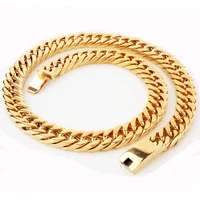 

14K Gold Plated Stainless Steel Necklace Wholesale Miami Cuban Link Chains Men's CZ Gold Necklace Jewelry