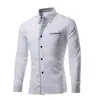 Men's Long Sleeve Pocket Button Shirt Slim Sunrise For Men Shirt Washed Silk Stuff Far Husband Casual 20% Cotton 80% Polyester