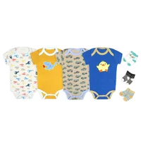 

High quality baby boy bodysuit % cotton names romper with socks newborn baby clothes