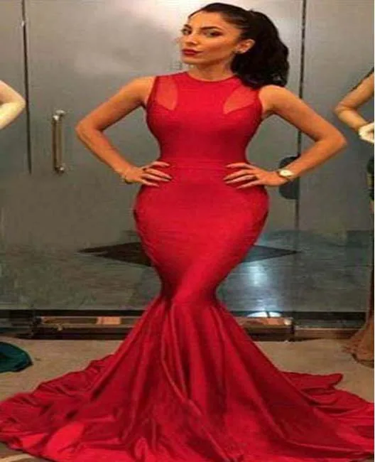 

Red Satin Middle East Style Mermaid Design Ladies Evening Party Dresses, Custom made