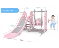 

indoor playground 3 in 1 combine with swing and basket ball plastic kids long safe slide