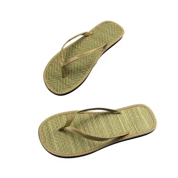 Woman Straw Bamboo Flip Flops Summer Slipper Sandals - Buy Woman ...