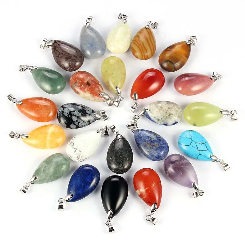 

Assorted Natural Stone Water Drop Pendants Pendulum Crystal Fluorite Opalite obsidian Chakra Healing Reiki Beads, Customers' request