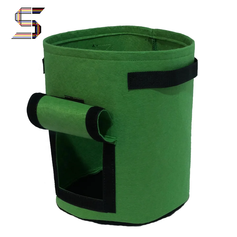 

farming reusable fabric planter bag breathable smart grow pots, Green