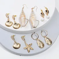 

Artilady Bohemian Natural Conch Shell Earring Gold Color Ear Hook for Women Pearl Earrings Summer Beach Jewelry Gift