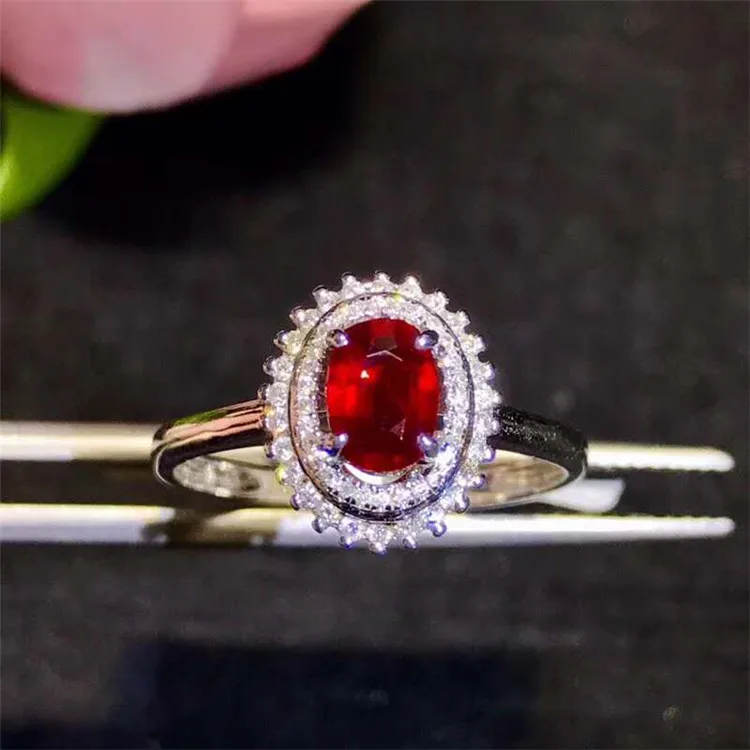 

18k white gold South Africa real diamond 0.58ct natural unheated pigeon blood red jewelry turkish italian female ring