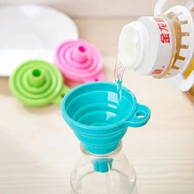 

kitchen tools silicone rubber funnel Foldable Collapsible Kitchen Funnel Liquid Transfer Small funner for water bottle, As per consumer requirement