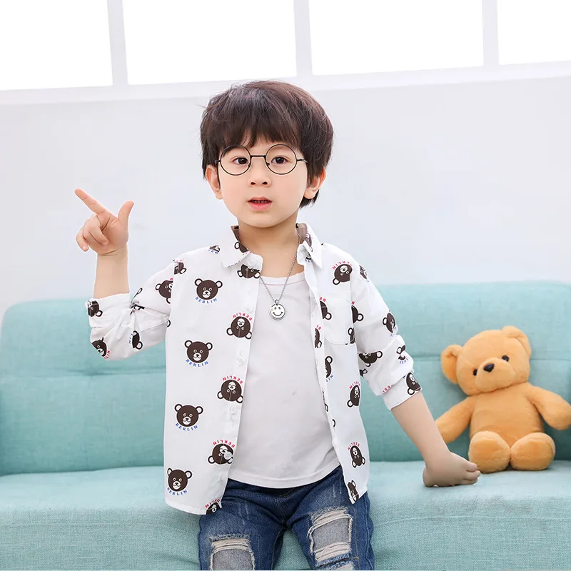 
Children fashion spring cartoon bear long sleeve kids cotton breathable baby shirt clothes alsy249 