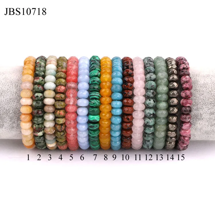 

Renting jewelry making natural stone rondelle shaped bead elastic bracelet women