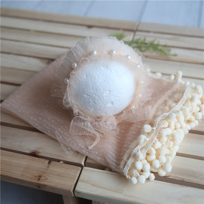 

Pastel Pink Vintage Newborn Lace Wrap Bonnet Full Set Baby Lace and Fabric Jersey Knit Wrap Hat Blanket Layer Backdrop