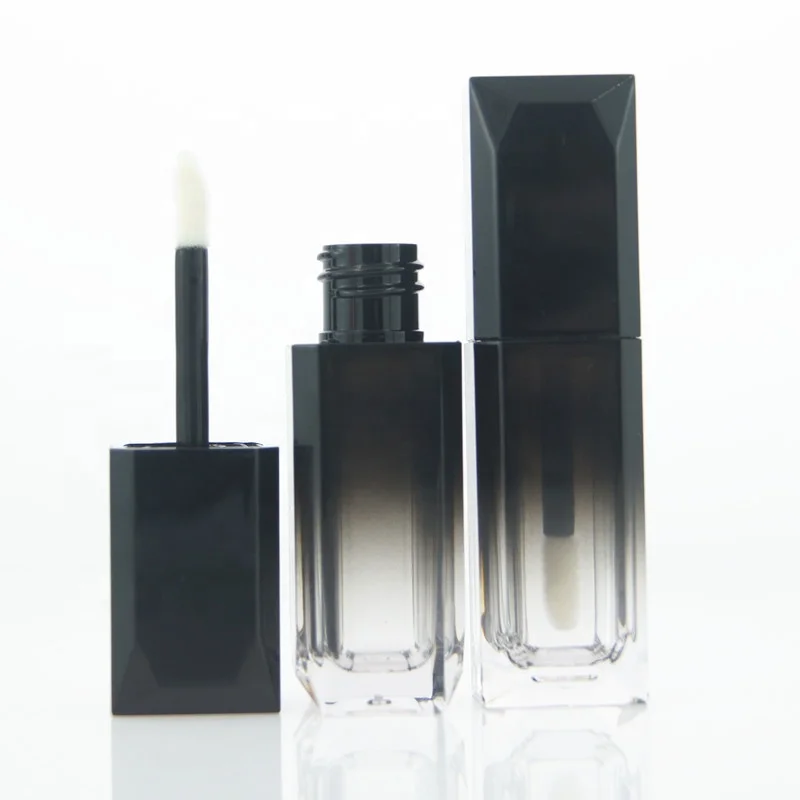 
5ml Popular design gradient black waterproof material lip gloss container with wands cosmetic liquid lip gloss tube 