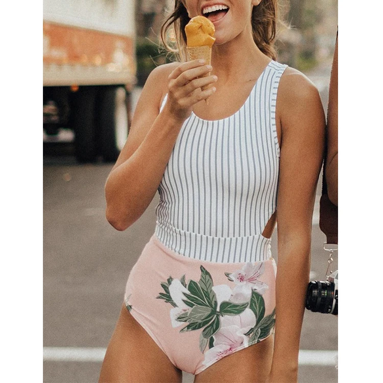 

2019 Oem Fashion Ladies Swimming Suit Sexy Bikini Swimwear Women High Waisted One Piece Swimsuit