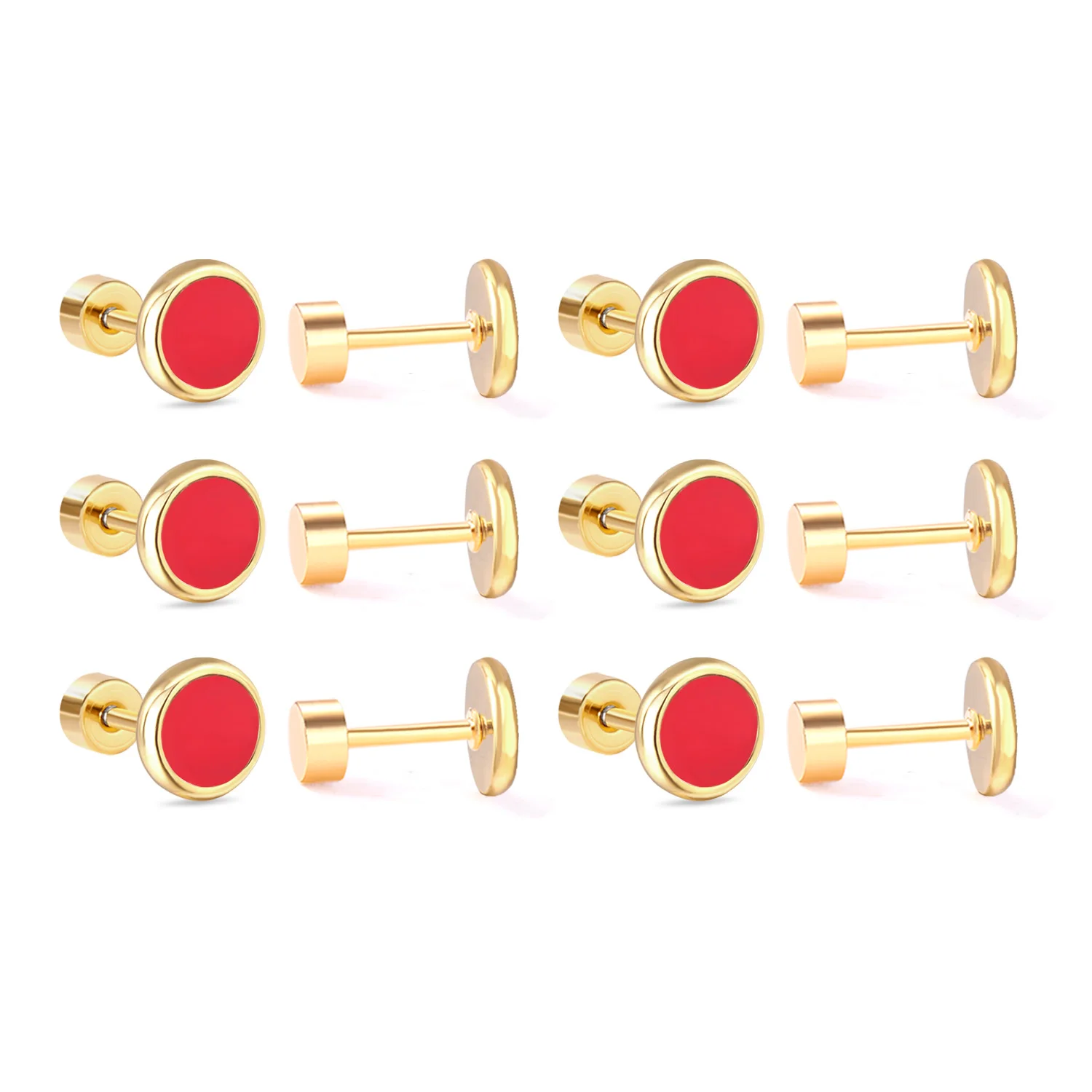 

Fashion red shell screw stuffed earrings wholesale