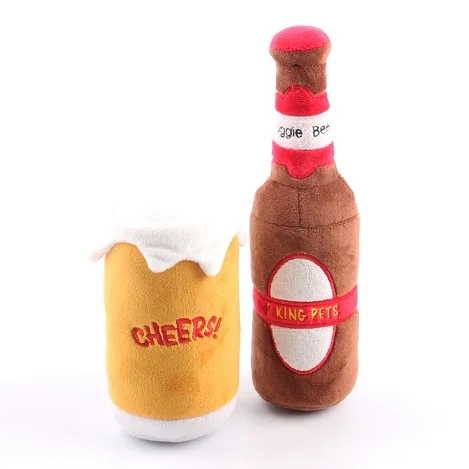 

Private label beer cup plush dog interactive squeaky smart pet toys, Customized