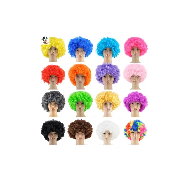 

Hot Sale Sports Fan Crazy Party Cheap Colors Synthetic Afro Wigs Factory HPC-0001