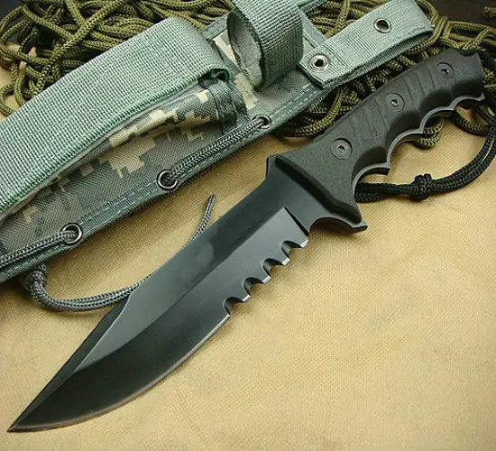 

57HRC Rubber Handle Middle Straight Knife Fixed Survival Knives with CORDURA Sheath Outdoor Tool Dropshipping 0249
