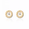 Women Simple Gold Silver Jewelry Horologe Hollow Design Style Rhinestone Stud Earrings