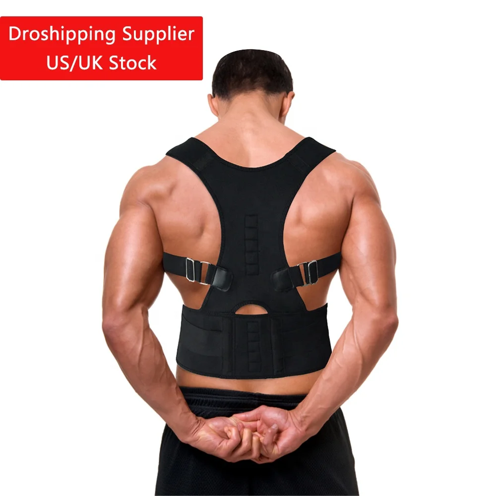 

LOWMOQ Dropshipping Supplier US/UK Stock Adjustable Magnetic Posture Corrector Back Brace Lumbar Support Straight Drop Ship, Black;beige;white