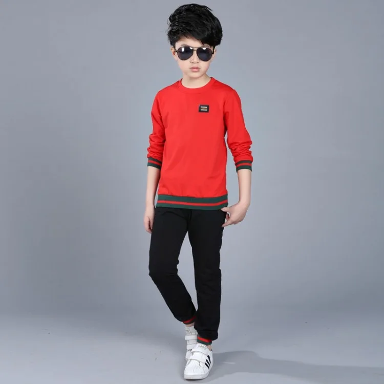 

Leisure elastic stripe kids suit sweatshirt pullover clothing boys clothes sets, Picture