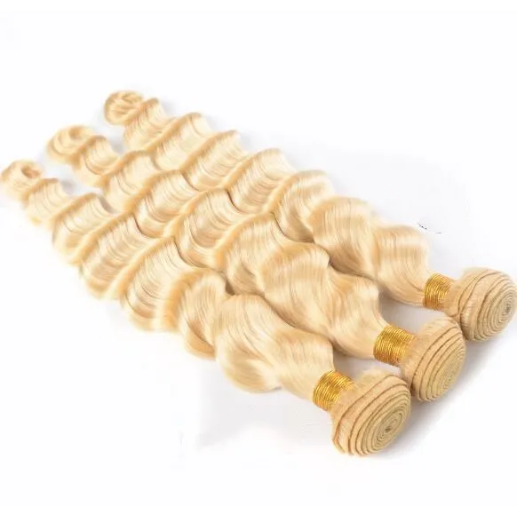 

Loose Deep Wave 613 Blond Human Hair Weave Bundles Remy Russian Blonde Human Hair Bundles, #613