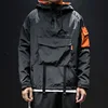 OEM Men Long Sleeve Strap Front Pocket Hooded Zipper Anorak Windbreaker Jacket