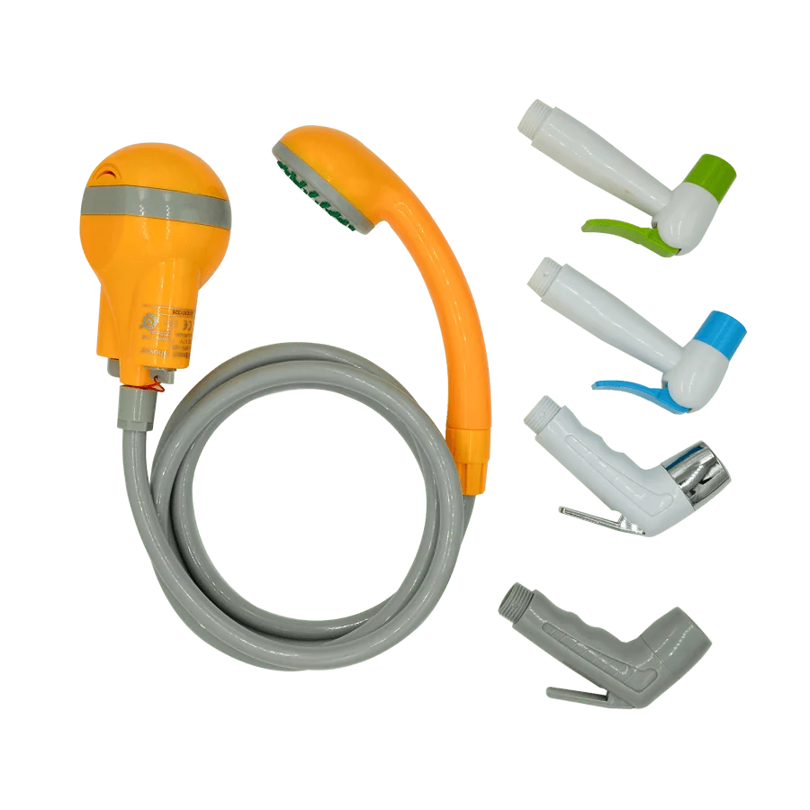 

Outdoor Beach Shower Handheld Shower Turns Water from Bucket, Orange;yellow;blue