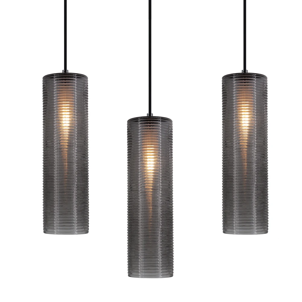 Modern Design Long Cylinder Smoking Gray Blown Glass Pendant Light