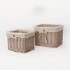 Custom made products liners small rectangular willow wicker food fruit storage gift box baskets without handles