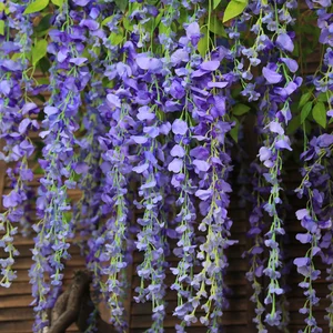 Image of decor home real touch silk flower wedding decorative backdrop artificial wisteria flower hanging wisteria vine