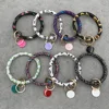 Wholesale New Color Leather O Circle Keychain Monogrammed Enamel Disc Bracelet Keyring