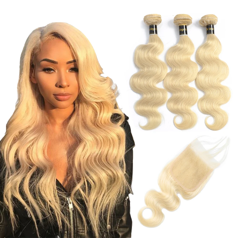 

RL Most fashion 613 hair closure,10a blonde bundles with closure,100% natural blonde lace frontal