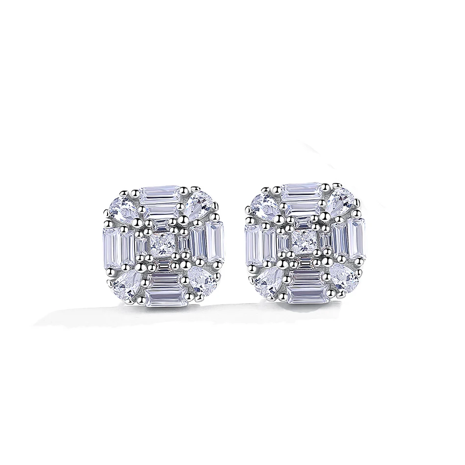 

Custom Wholesale 925 Sterling Silver Earrings White Zircon Crystal Cubic Earring for Fashion Women Wearing
