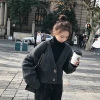 

New arrival western style fashionable lovely girl v neck short button cardigan