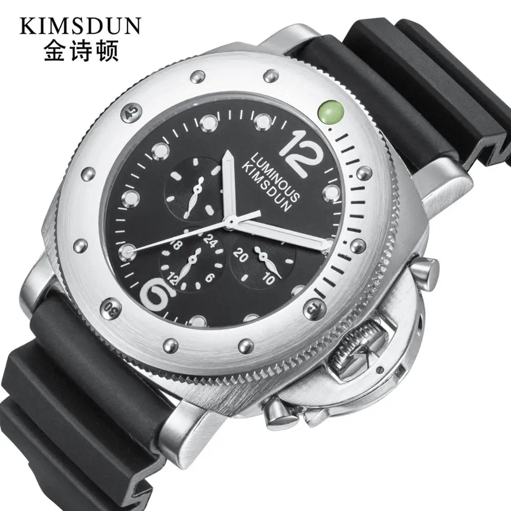 

KIMSDUN Top Luxury Brand Mechanical Watch Chronograph Watch Men's Fashion Sport Men Rubber Strap 30M Waterproof Watches Relogio