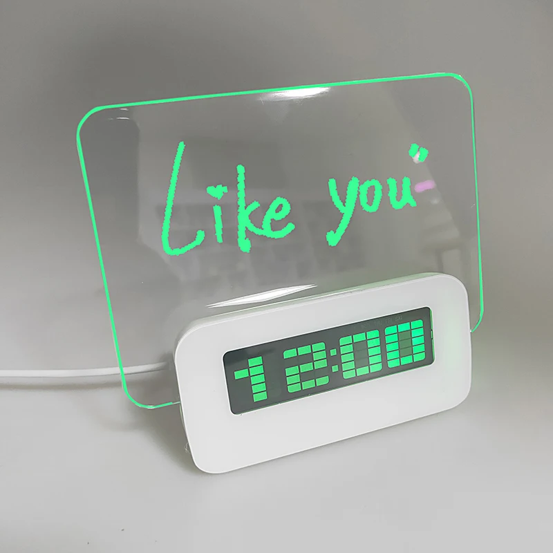 

Zogift new luminous Reminder green light led fluorescent Scribble Writing message memo board digital alarm clock with 4 port usb