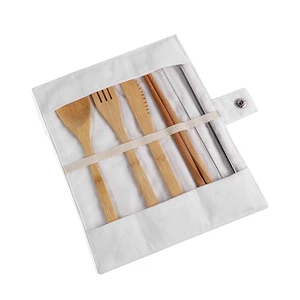 Image of Easily cleaned high quality custom logo eco friendly cheap reusable wooden cutlery