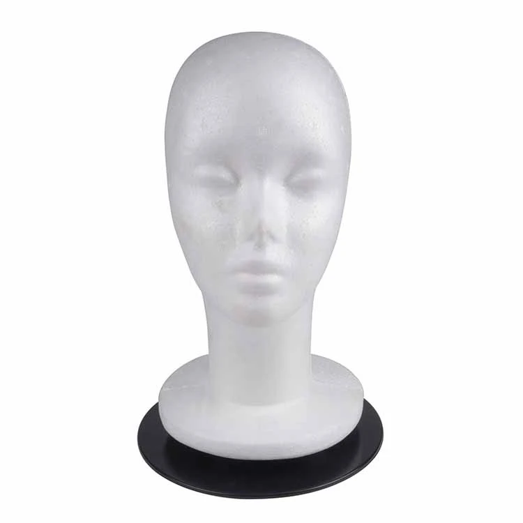 

Wholesale Styrofoam Mannequin Head with metal base, White