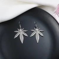 

Rap style jewelry anti silver maple leaf shape dangle earrings weed jewelry pot leaf earrings for women 2019