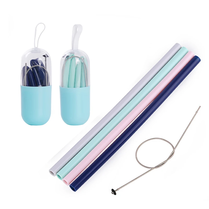 

Wholesale Cute Wide Certification Silicone Reusable Big Drinking Straw ,Drinking Straw Case, Cyan,quartz pink ,gray ,pastel blue