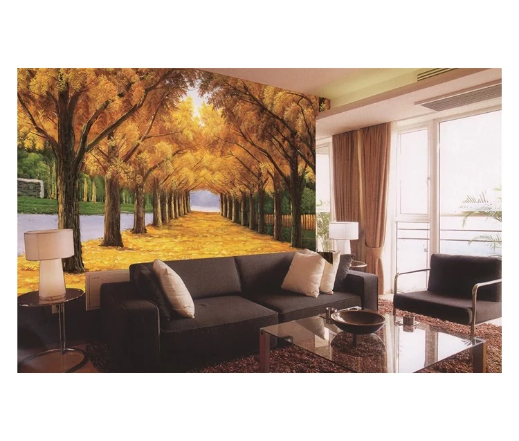 Custom 3d Golden Forest Wallpaper Design Home Decor For Sofa Back