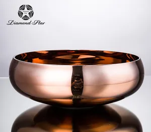 Image of Diamond Star Home Goods Decorative Mouth Blown Technique Wholesale Gold Mercury Glass Vase Fruit Plate