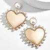 Kaimei 2019 New Coming Fashon pearl heart drop dangle earrings for girls