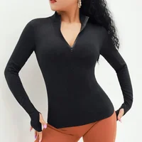 

Women Multi Colors Long Sleeve Running Tops Front Zip High Neck Workout Yoga Shirts