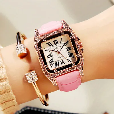 

2019 New Retro Rhinestone Diamond Women Watch Korean Fashion Student Quartz Movement Leather Belt