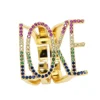 2019 valentines gift colorful rainbow love letter adjust ring