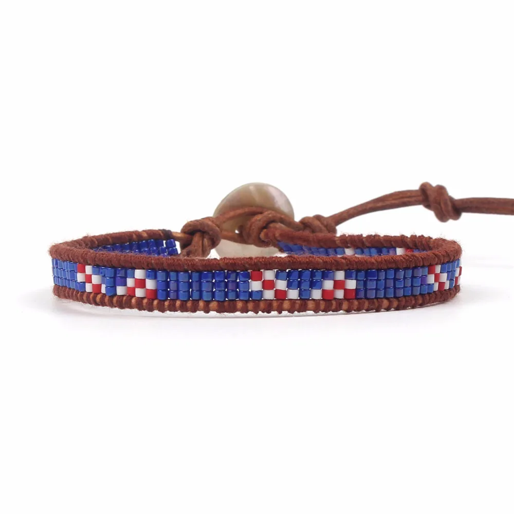 

Fashion bohemia leather handmade miyuki beads bracelet leather bracelet women