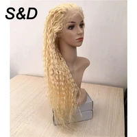 

Blonde 613# Color Brazilian Virgin Human Hair Full Lace Wig With Baby Hair Density 130% Deep Water Wave Hair For Black Women