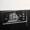 Best selling custom pattern deep carving boat sailing crystal block cube cube suitable for corporate desk paperweight